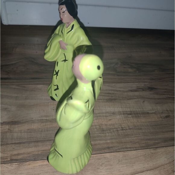 Vintage Asian Ceramic Couple Figurines Green - Picture 11 of 11